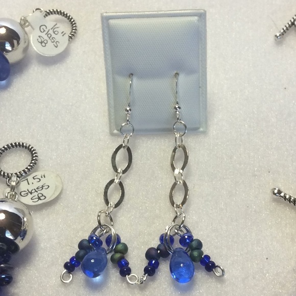 FINAL SALE PRICE Designer OOAK Blue Teardrop 3 Pc. Jewelry Set - Picture 5 of 5